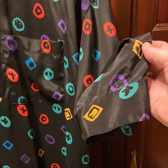 Venezia Black rainbow Casual Button Down Shirt - Picture 6 of 8